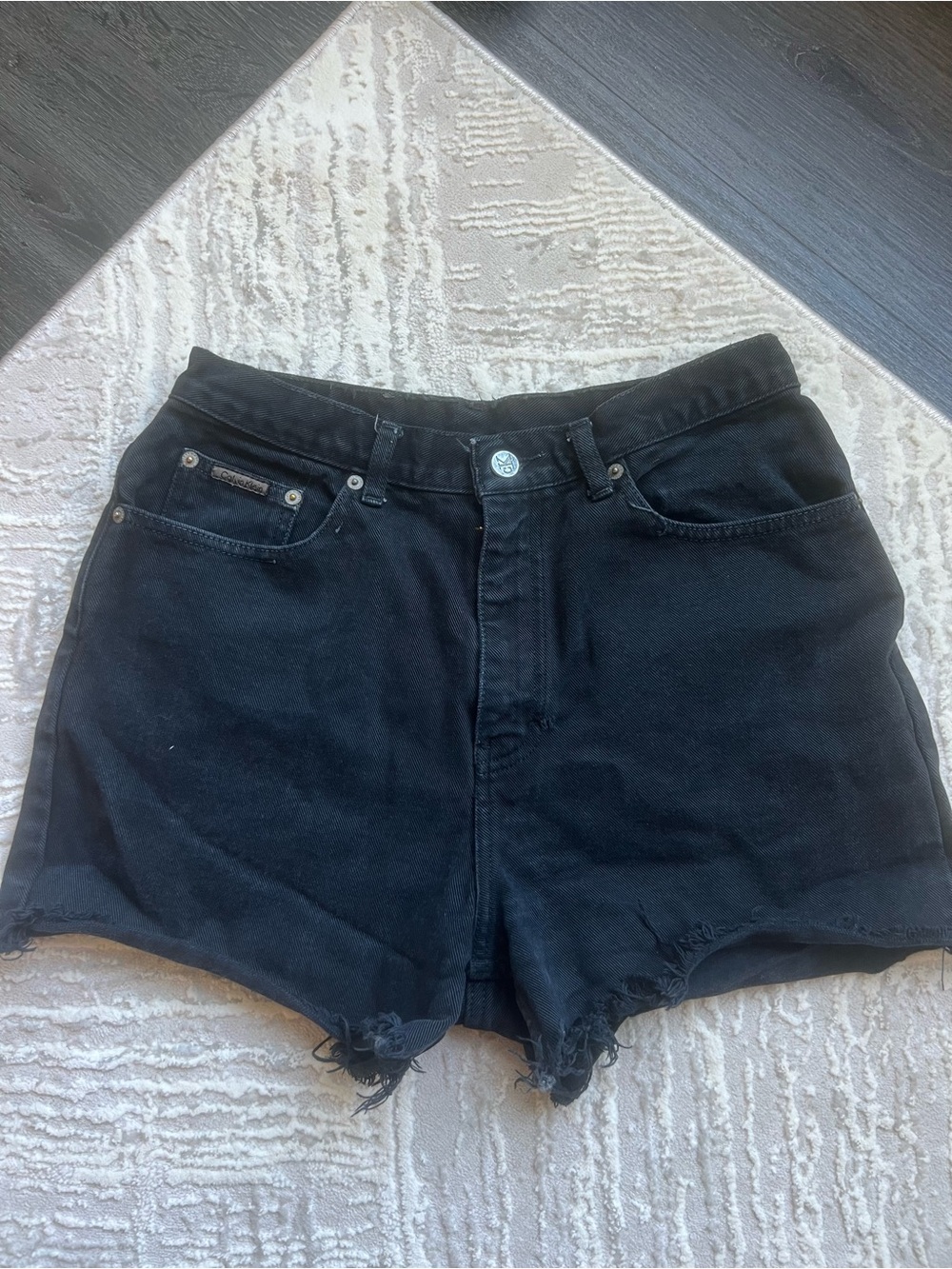 Calvin Klein Black High-Waist Denim Shorts